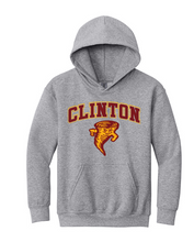 Load image into Gallery viewer, Clinton School Youth Curved Clinton Tornado Gildan hoodie